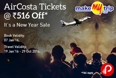 Get Rs.516 off on Aircosta Flight Tickets | It’s a New Year Sale - MakeMyTrip