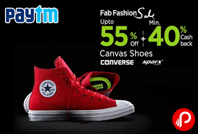 Get UPTO 55% off + 40% CashBack on Canvas and Sparx Shoes | Fab Fashion Sale - Paytm