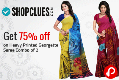 Get 75% off on Heavy Printed Georgette Saree Combo of 2 just Rs499 | Exclusive - Shopclues
