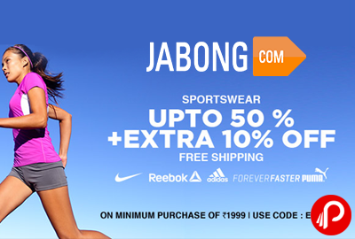 SportsWear UPTO 50% + Extra 10% off - Jabong