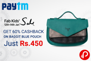 60% Cashback on Baggit Blue Pouch Just @ 450 | Fab Fashion Sale - Paytm