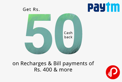 Get Rs. 50 Cashback on Recharge & Bill Payment | Republic Recharge Day - Paytm