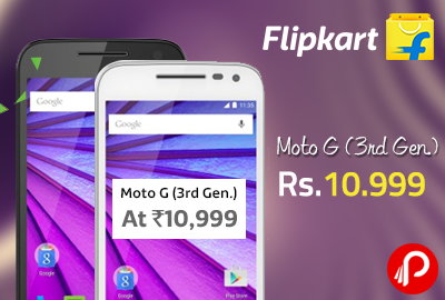 Moto G 3rd Gen. 2000 off Just in Rs 10999 + Extra 7.5 off with HDFC Bank | Republic Day Sale - Flipkart