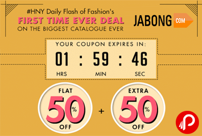 Get Flat 50% + Extra 50% off on SiteWide Collection - #HNY - Jabong