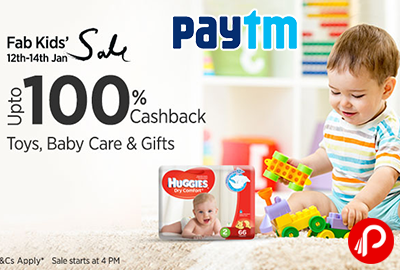 Get UPTO 100% CashBack on Toys, Baby Care & Gifts - Paytm