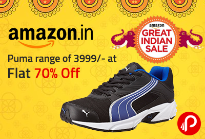 Puma range of 3999/- at Flat 70% Off | Deal of the Day - Amazon