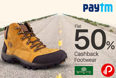 Get Flat 50% Cashback on Woodland Shoes - Paytm