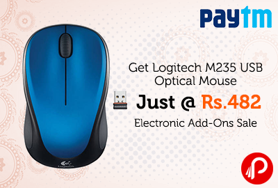 Get Logitech M235 USB Optical Mouse Just @ Rs. 482 | Electronic Add-Ons Sale - Paytm