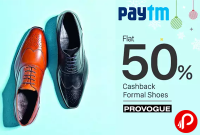 Get Flat 50% cashback on Formal Shoes Provogue - Paytm