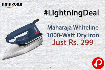 Maharaja Whiteline 1000-Watt Dry Iron Just Rs. 299 | Lightning Deal - Amazon