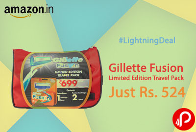 Gillette Fusion Limited Edition Travel Pack Just Rs. 524 | Lightning Deal - Amazon