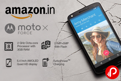 Moto X Force (Black, 32GB) @ Rs.49999 | World’s First Shatterproof Display - Amazon