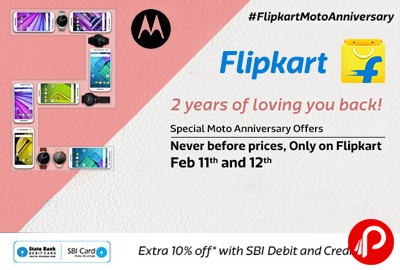 Motorola Mobiles upto Rs. 3000 off + upto Rs. 20000 Exchange + 10% off SBI – FlipKart