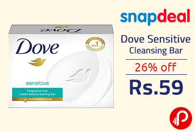Dove Sensitive Cleansing Bar 26% off @ Rs.59 - Snapdeal
