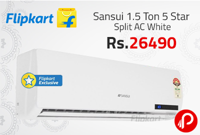 Sansui 1.5 Ton 5 Star Split AC White at Rs.26490 - Flipkart