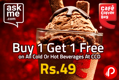 Buy 1 Get 1 Free on All Cold Or Hot Beverages At CCD @ Rs.49- AskMe