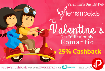 Valentine Flowers - Get Upto 25% Cashback on Flowers‎ - FernsPetals