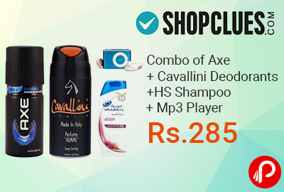 Combo of Axe + Cavallini Deodorants + HS Shampoo + Mp3 Player @ Rs. 285 - Shopclues