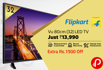 Vu 80cm (32) HD Ready LED TV | Only in Rs. 13989 + Extra 1500 Rs. Off - Flipkart