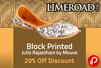 Block Printed Jutis Rajasthani by Mouve 20% off Discount - Limeroad