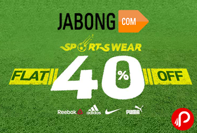 Sportswear Flat 40% off + 10% Cashback - Jabong