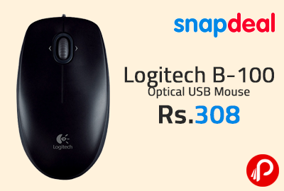 Logitech B-100 Optical USB Mouse at Rs.308 - Snapdeal