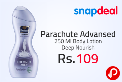 Parachute Advansed 250 Ml Body Lotion Deep Nourish at Rs.109 - Snapdeal