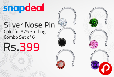 Silver Nose Pin Colorful 925 Sterling Combo Set of 6 at Rs.399 - Snapdeal