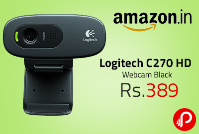 Logitech C270 HD Webcam Black at Rs.389 - Amazon