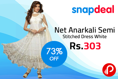 Net Anarkali Semi Stitched Dress White at Rs.303 - Snapdeal