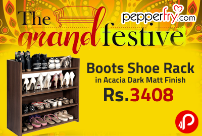 Boots Shoe Rack in Acacia Dark Matt Finish at Rs.3408 - Pepperfry