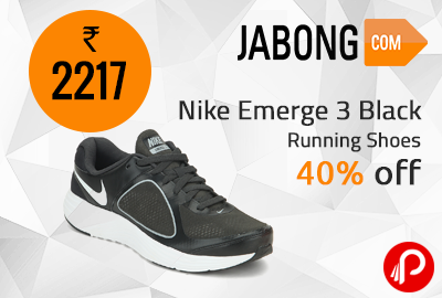 Nike Emerge 3 Black Running Shoes 40% off at Rs.2217 - Jabong