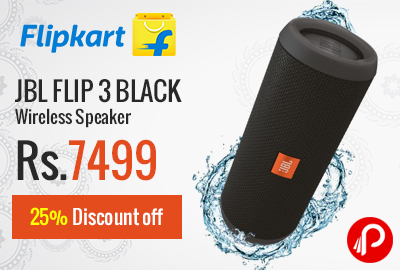 JBL FLIP 3 BLACK Wireless Speaker at Rs.7499 | 25% Discount off – Flipkart