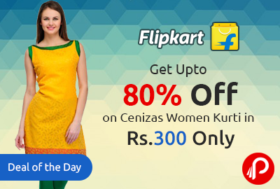 Get Upto 80% off on Cenizas Women Kurti in Rs.300 Only - Flipkart