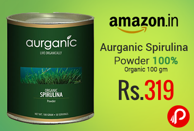 Aurganic Spirulina Powder 100% Organic 100 gm at Rs.319 - Amazon