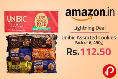 Unibic Assorted Cookies Pack of 6, 450g at Rs.112.50 - Amazon