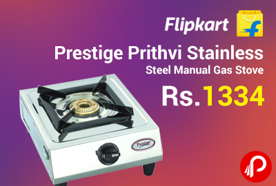 Prestige Prithvi Stainless Steel Manual Gas Stove at Rs.1334 - Flipkart