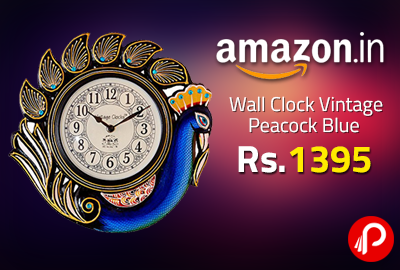 Wall Clock Vintage Peacock Blue just in Rs.1395 - Amazon