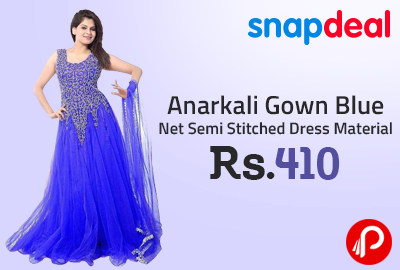 Anarkali Gown Blue Net Semi Stitched Dress Material at Rs.410 - Snapdeal