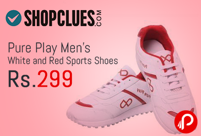 Pure Play Men's White and Red Sports Shoes at Rs 299 - Shopclues