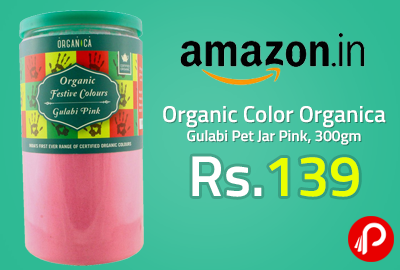Organic Color Organica Gulabi Pet Jar Pink, 300gm at Rs.139 - Amazon