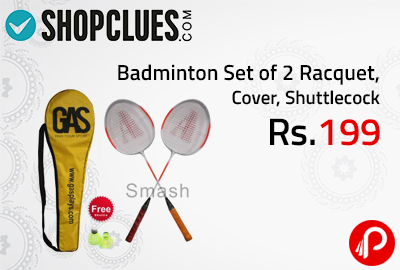 Badminton Set of 2 Racquet, Cover, Shuttlecock at Rs.199 - Shopclues