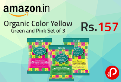 Organic Color Yellow Green and Pink Set of 3 at Rs.157 - Amazon