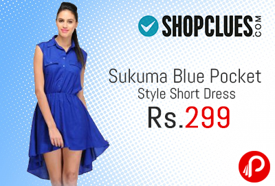 Sukuma Blue Pocket Style Short Dress at Rs.299 - Shopclues