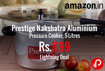 Prestige Nakshatra Aluminium Pressure Cooker, 5 Litres at Rs.1199 - Amazon