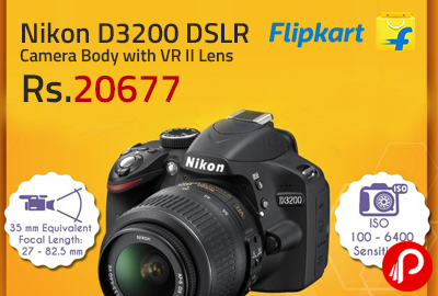 Nikon D3200 DSLR Camera Body with VR II Lens at Rs.20677 - Flipkart