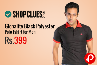 Globalite Black Polyester Polo Tshirt for Men at Rs.149