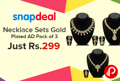 Necklace Sets Gold Plated AD Pack of 3 Just Rs.299 - Amazon