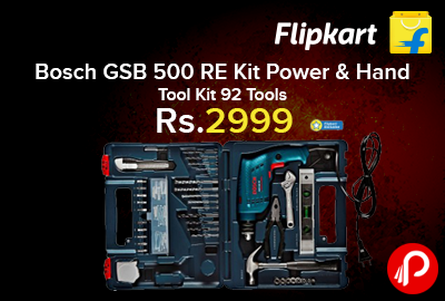 Bosch GSB 500 RE Kit Power & Hand Tool Kit 92 Tools at Rs.2999 - Flipkart