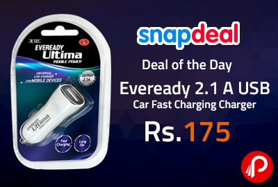Eveready 2.1 A USB Car Fast Charging Charger at Rs.175 - Snapdeal